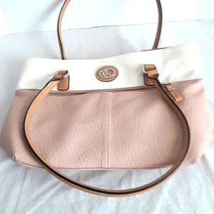 CL Leather Handbag Pink and Tan Shoulder Bag Multi Inside and Outside Pockets